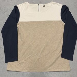 J Crew Top Small Colorblock Zip Back Long Sleeve Casual Capsule Minimalist